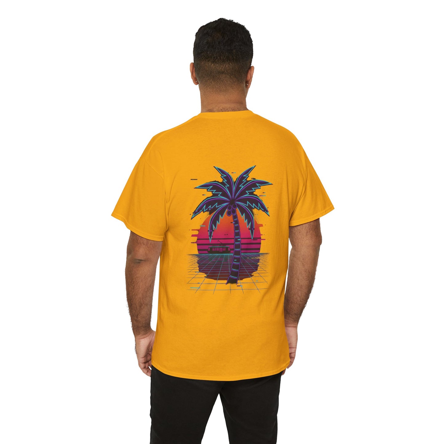 Retro Palm Tree Sunset T-Shirt — Vintage Tropical Beach Tee