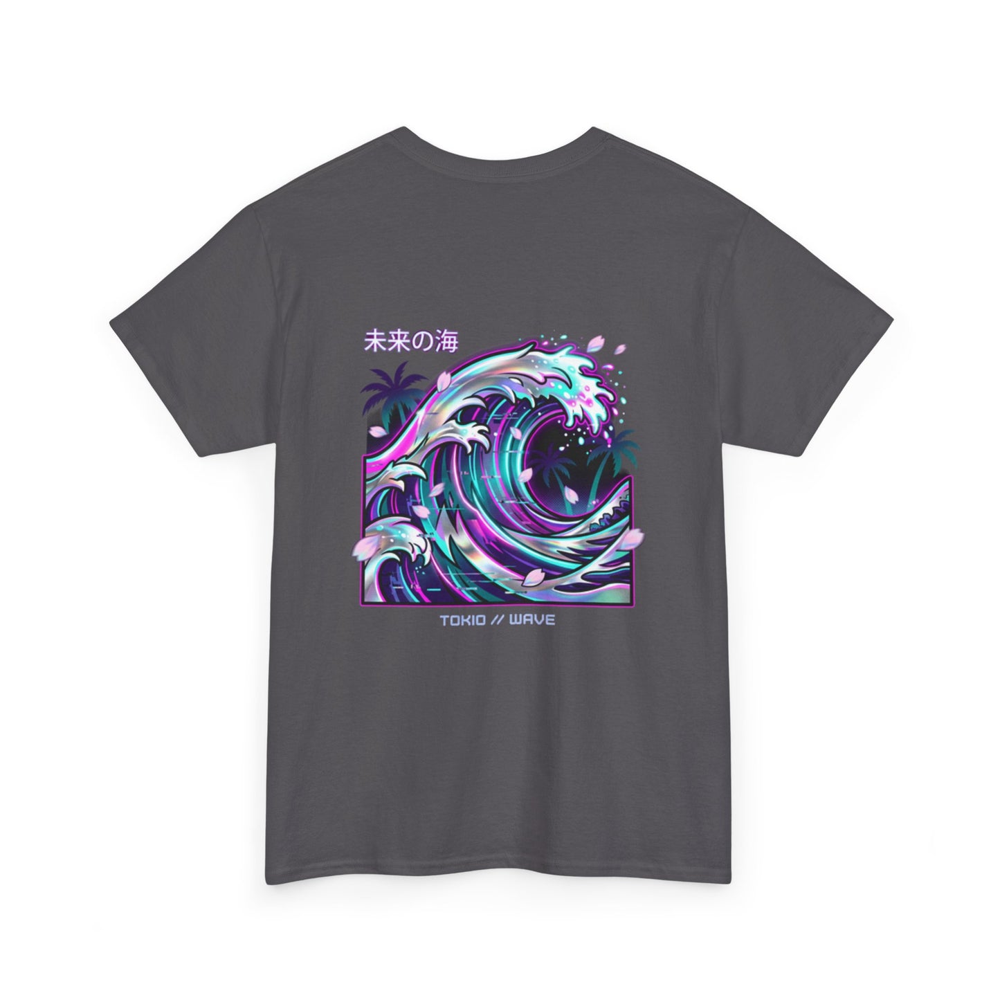 Vaporwave Japanese Surf T-Shirt — "未来の海" Retro Neon Aesthetic