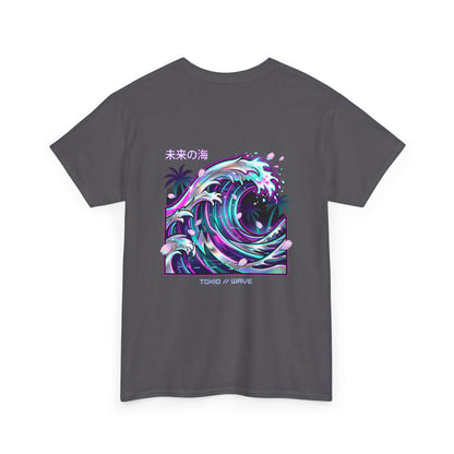 Vaporwave Japanese Surf T-Shirt — "未来の海" Retro Neon Aesthetic