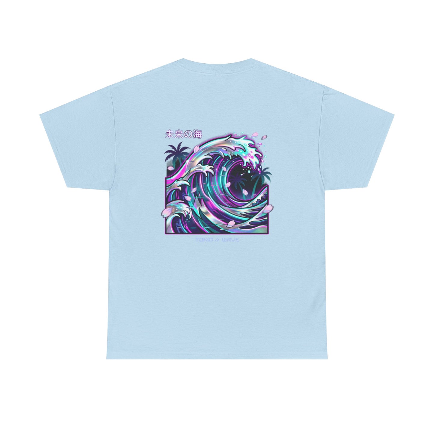 Vaporwave Japanese Surf T-Shirt — "未来の海" Retro Neon Aesthetic