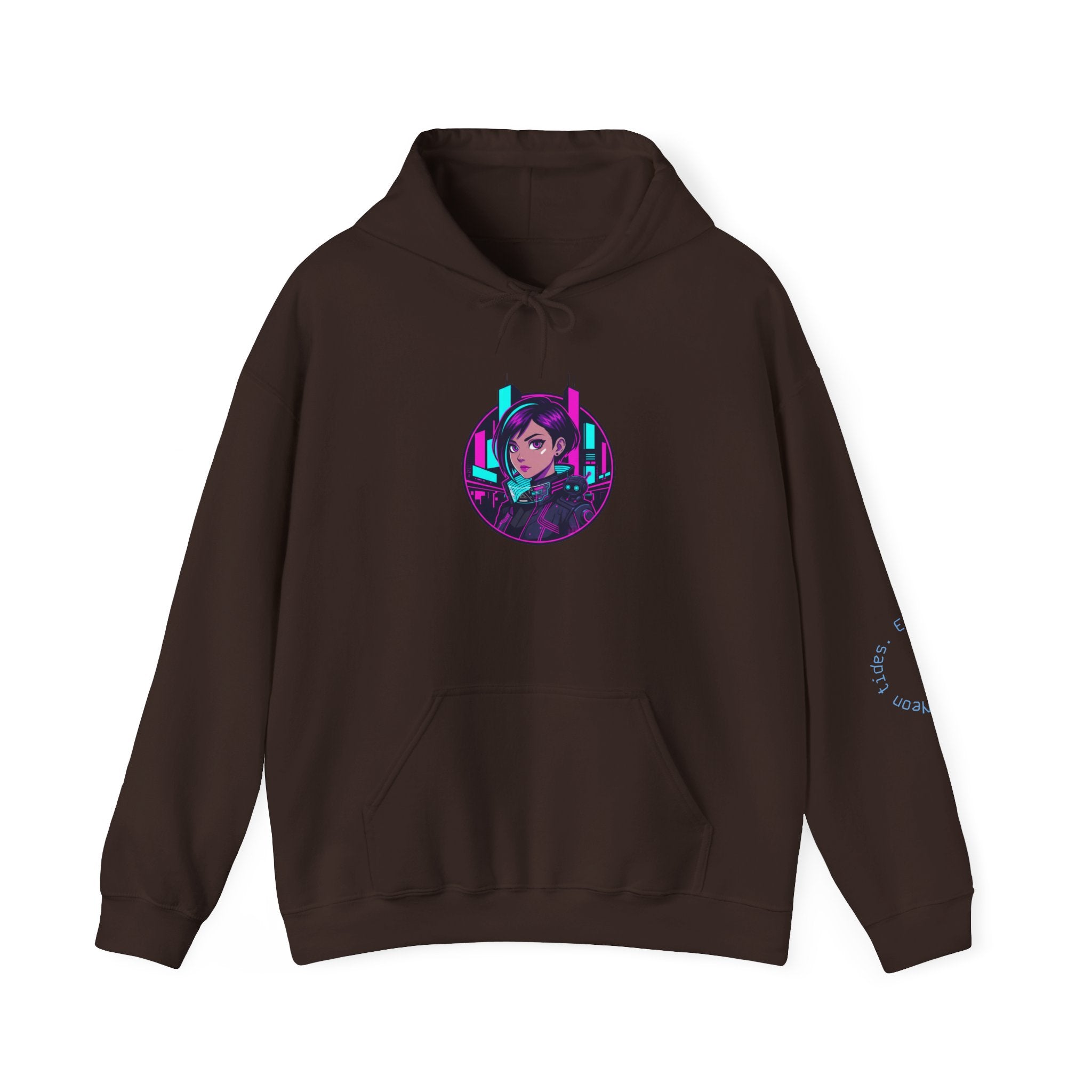 Cyber City Anime Hoodie – Neon Retro Dystopia Streetwear