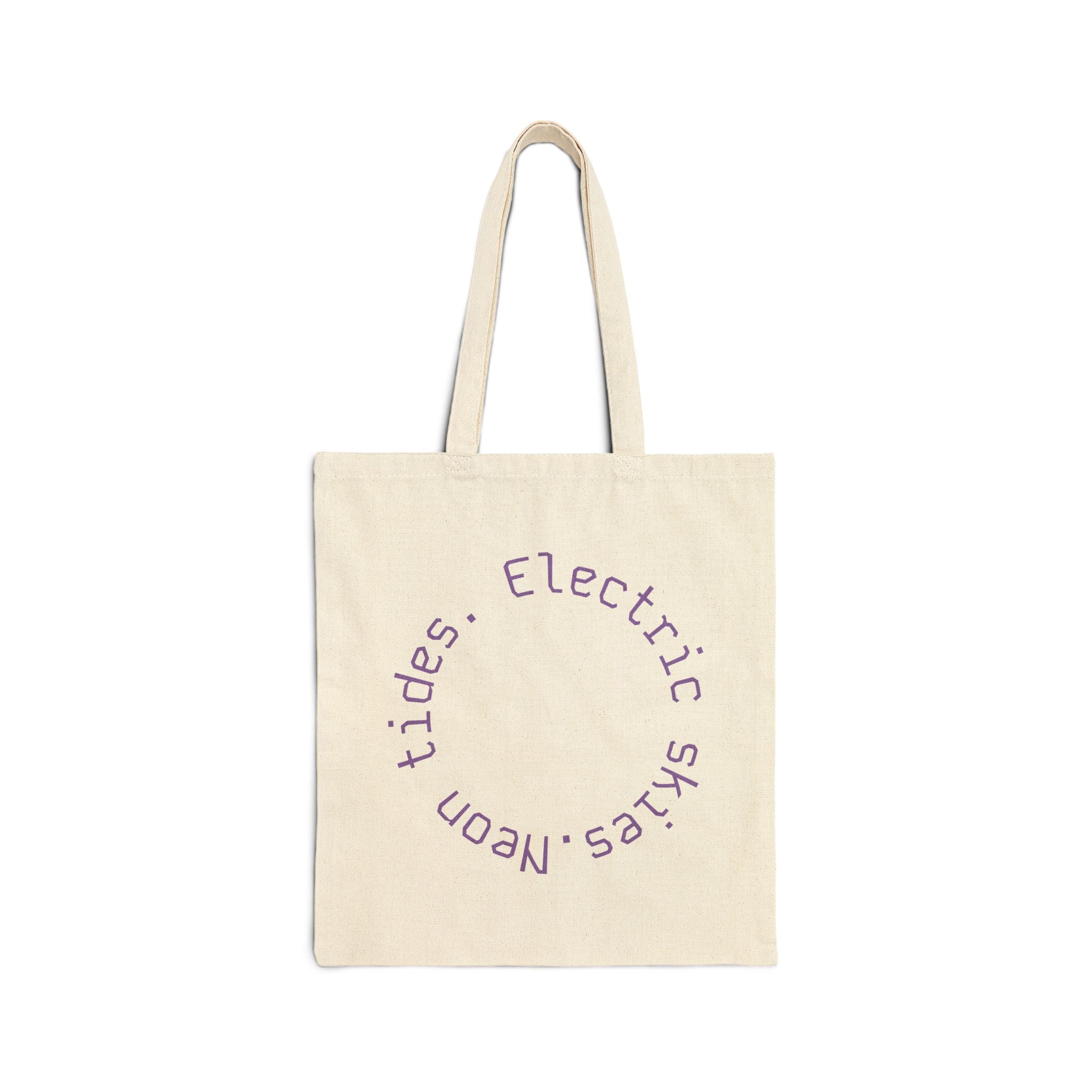 Tote Bag — Retro Neon Palm Sunset Canvas Tote ("neon tides. Electric skies.")