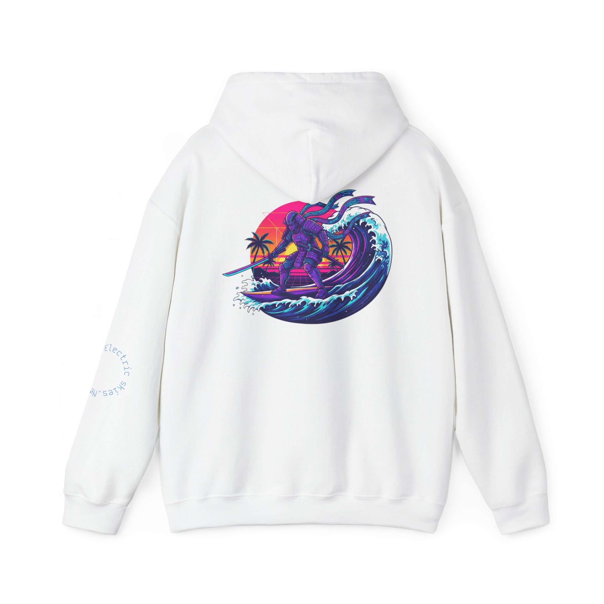 Future Paradise Hoodie — Retro Surf Samurai Graphic Pullover