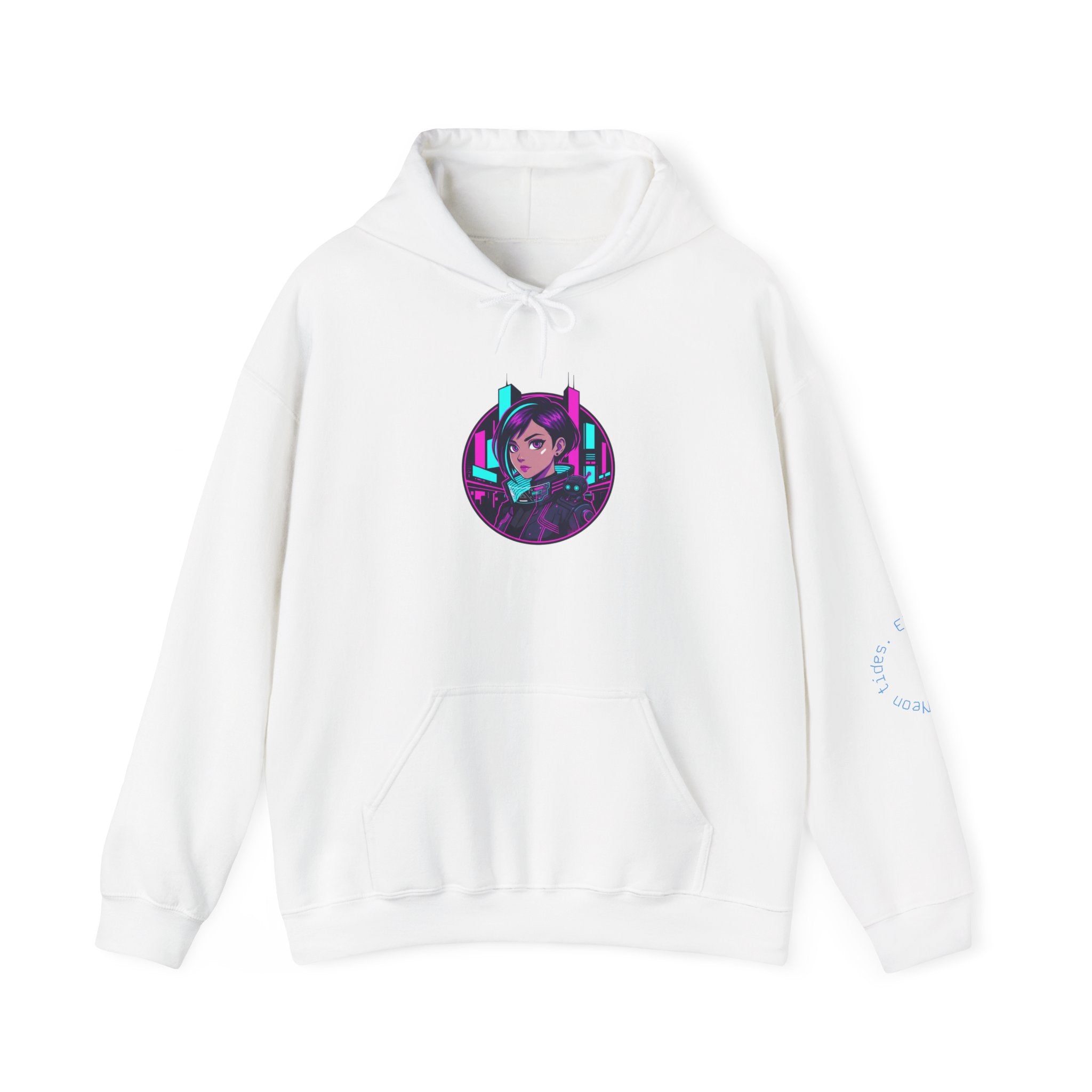 Cyber City Anime Hoodie – Neon Retro Dystopia Streetwear