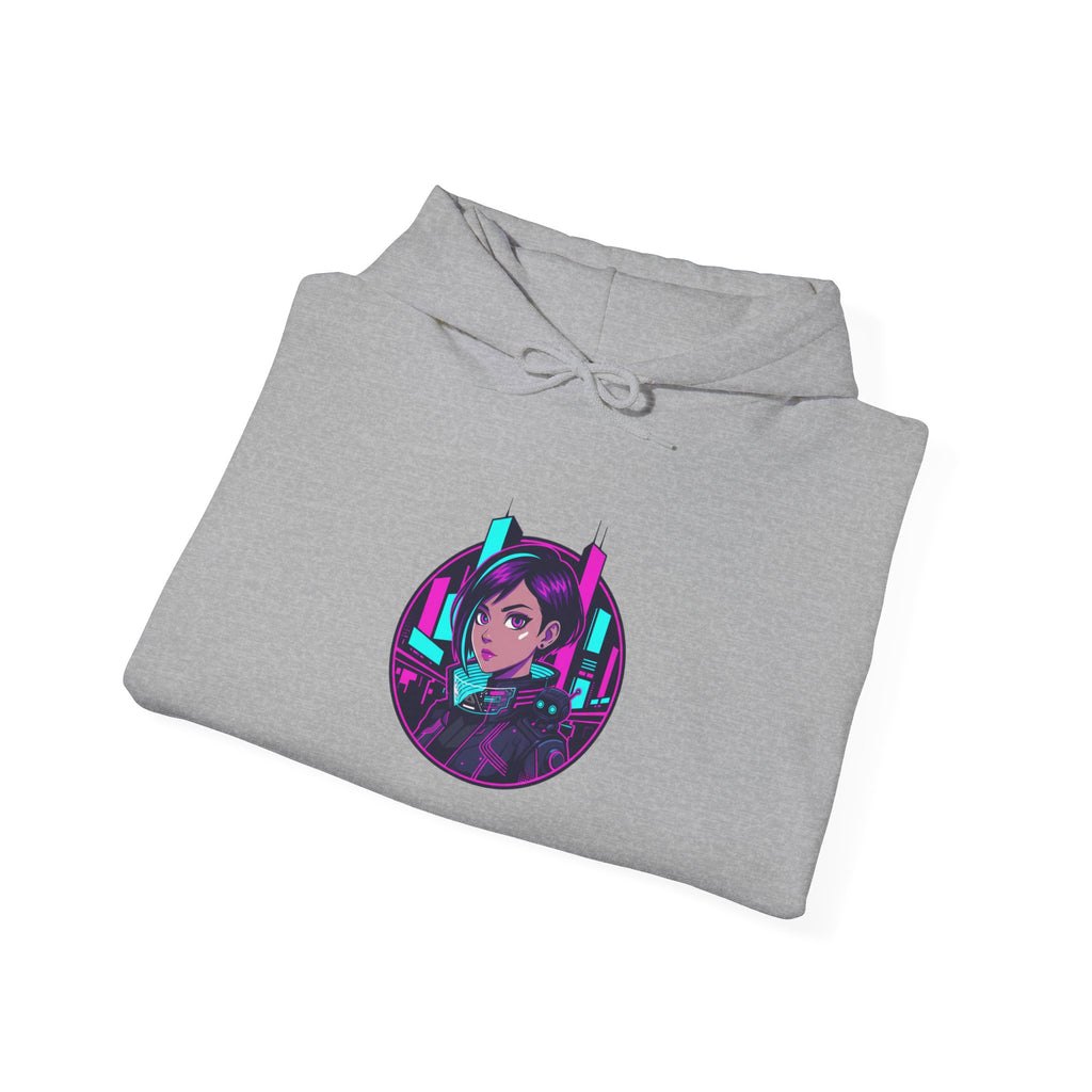 Cyber City Anime Hoodie – Neon Retro Dystopia Streetwear