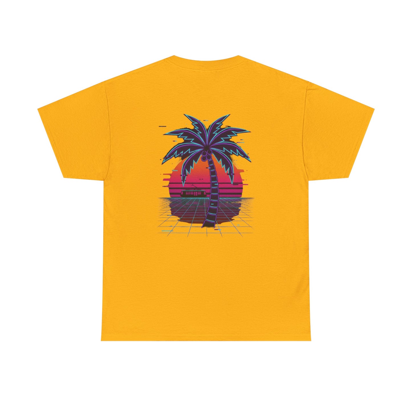 Retro Palm Tree Sunset T-Shirt — Vintage Tropical Beach Tee
