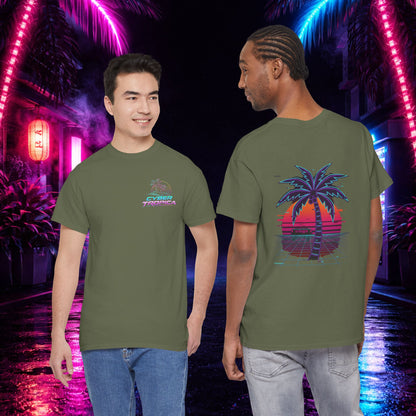 Retro Palm Tree Sunset T-Shirt — Vintage Tropical Beach Tee