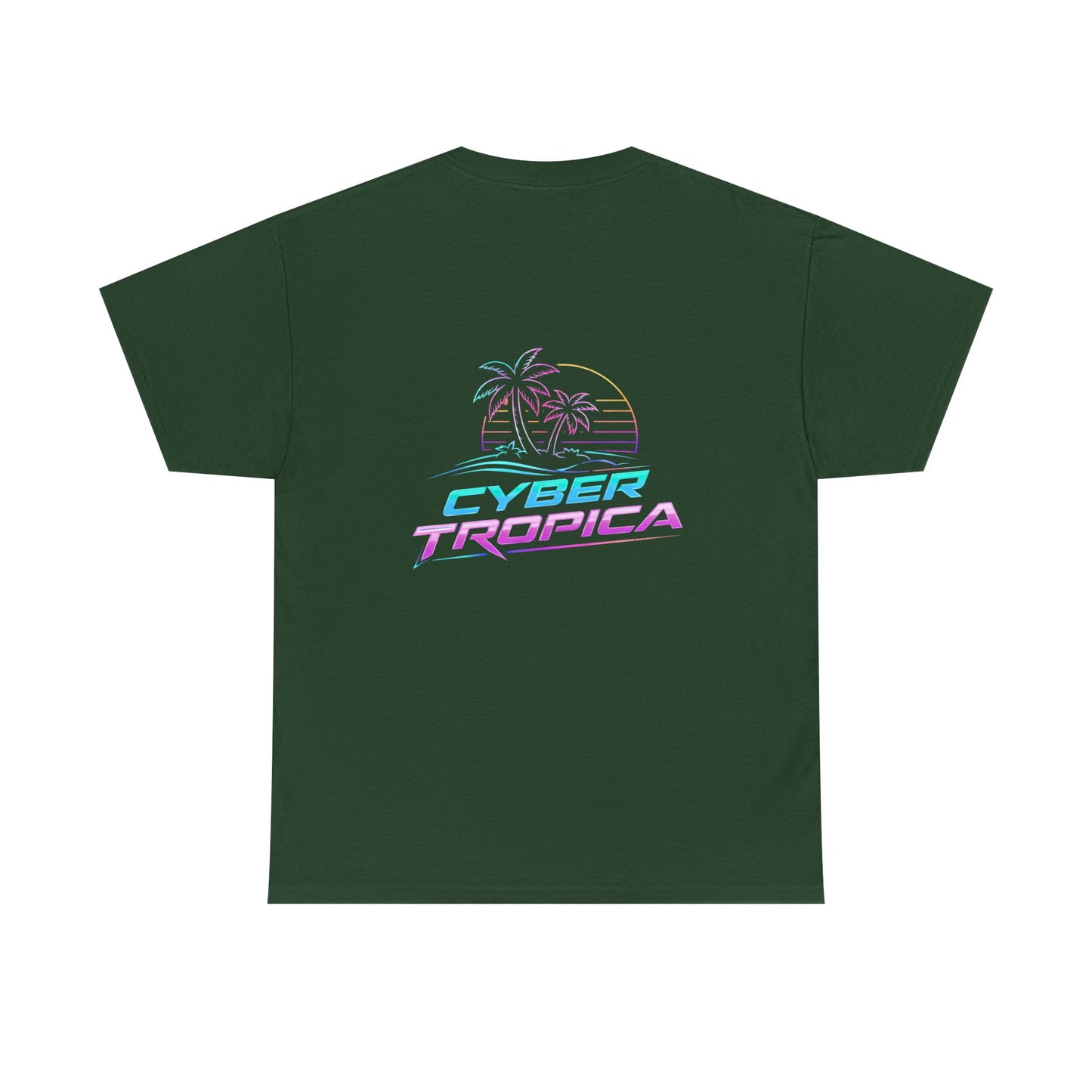 Cyberpunk Tropical Duo Tee — Neon Futuristic Beach Graphic T-Shirt