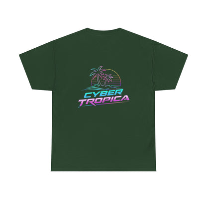 Cyberpunk Tropical Duo Tee — Neon Futuristic Beach Graphic T-Shirt