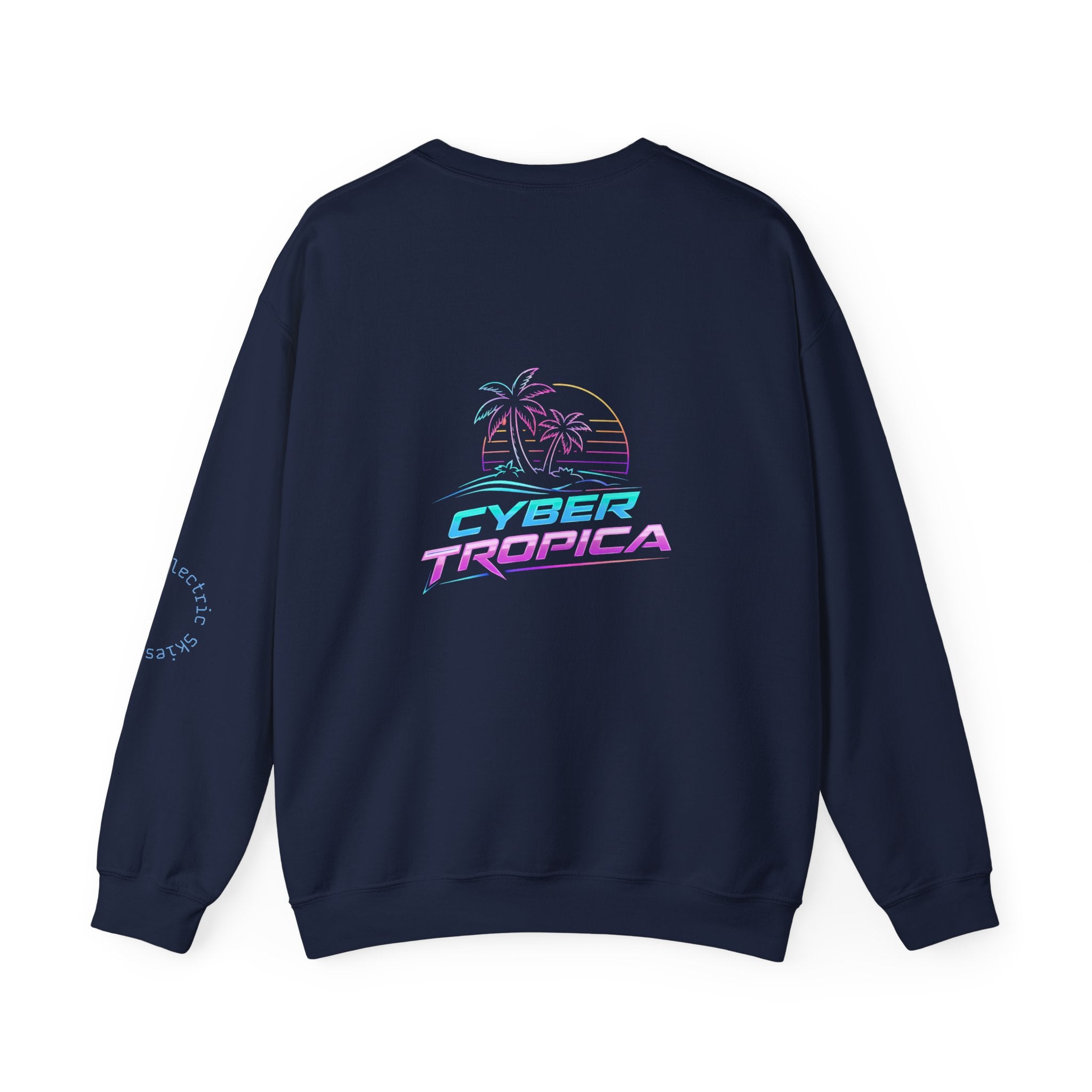 Retro Neon City Crewneck Sweatshirt — Vaporwave Street Scene Design