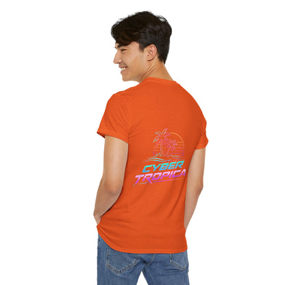 Cyberpunk Tropical Duo Tee — Neon Futuristic Beach Graphic T-Shirt