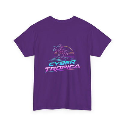 Cyberpunk Tropical Duo Tee — Neon Futuristic Beach Graphic T-Shirt