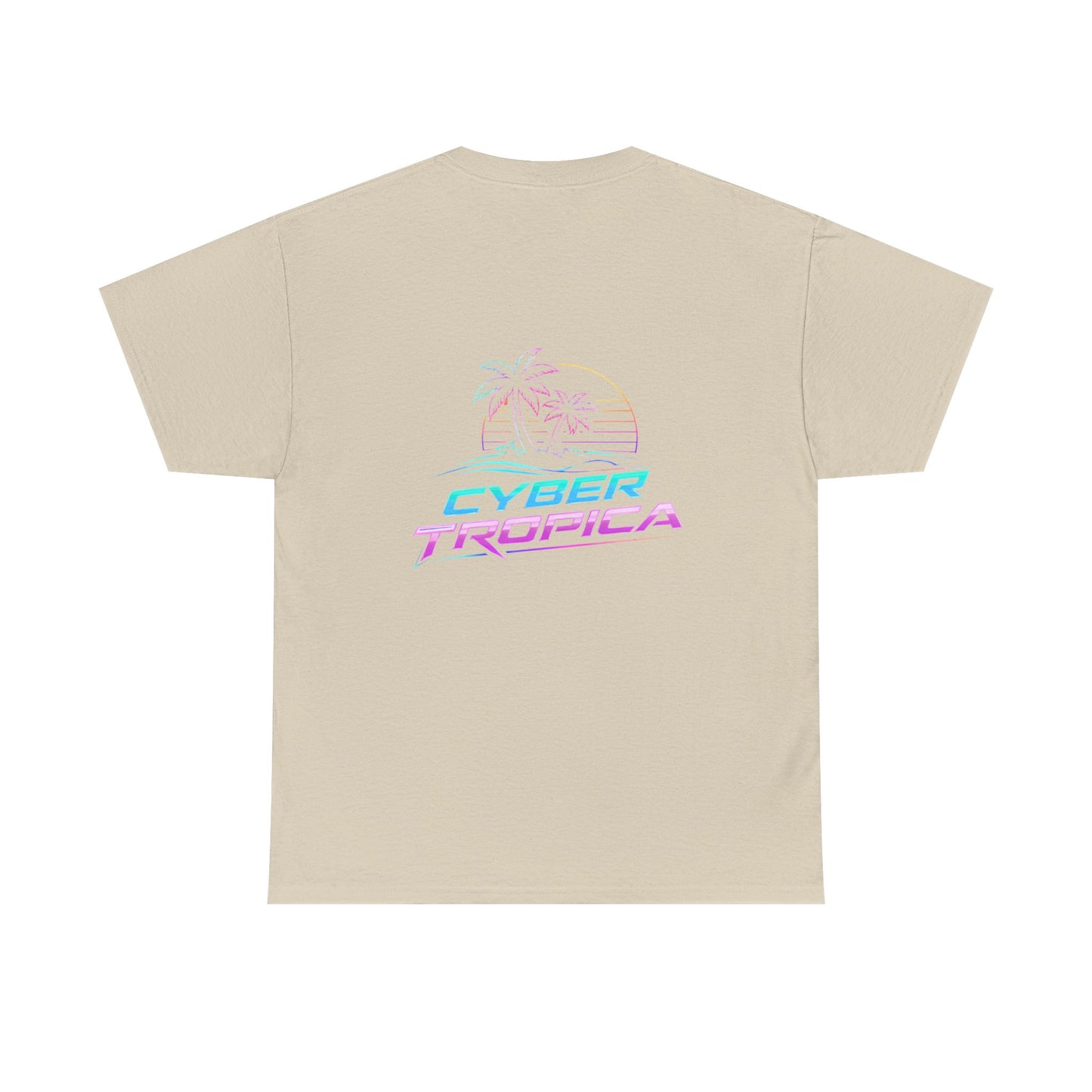 Cyberpunk Tropical Duo Tee — Neon Futuristic Beach Graphic T-Shirt