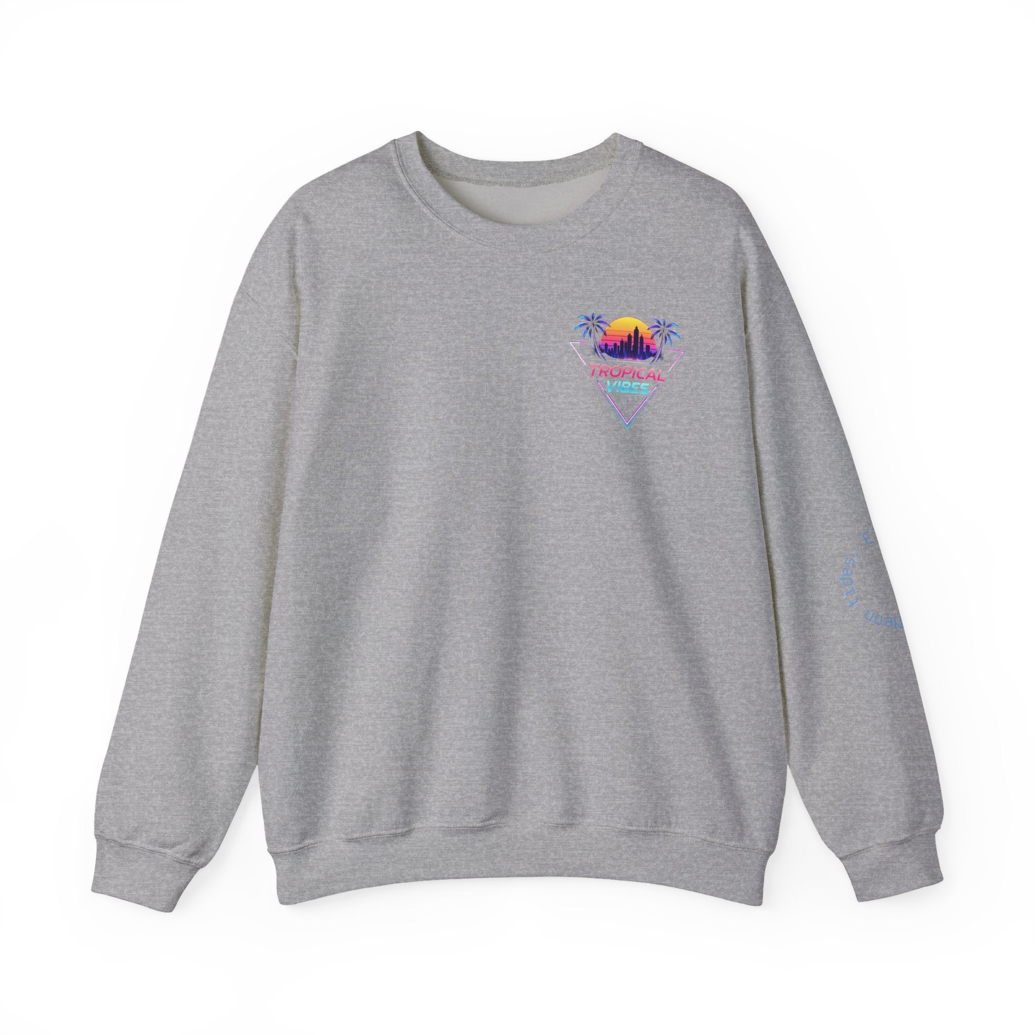 Tropical Palm Crewneck Sweatshirt — Sunset Cityscape Graphic