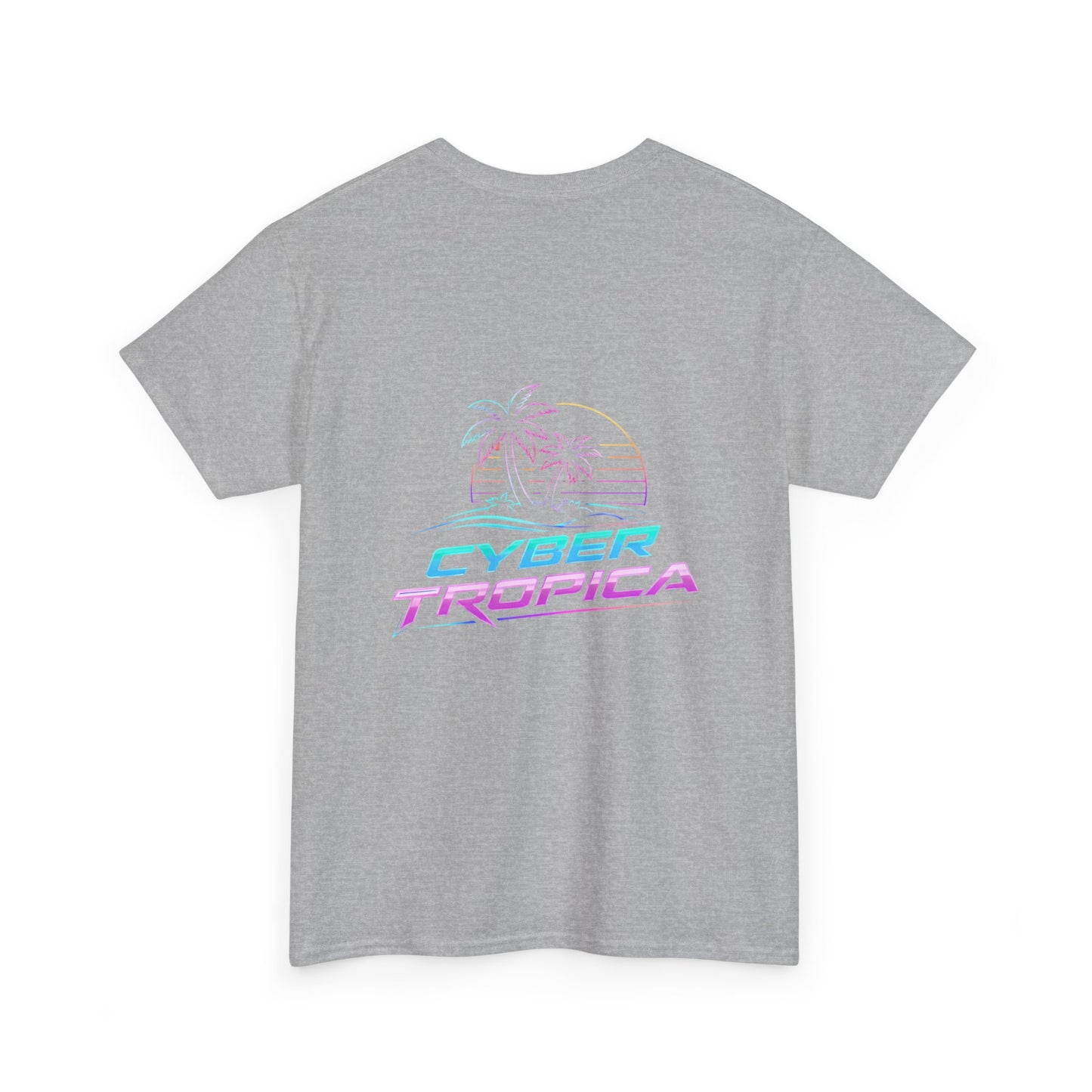 Cyberpunk Tropical Duo Tee — Neon Futuristic Beach Graphic T-Shirt