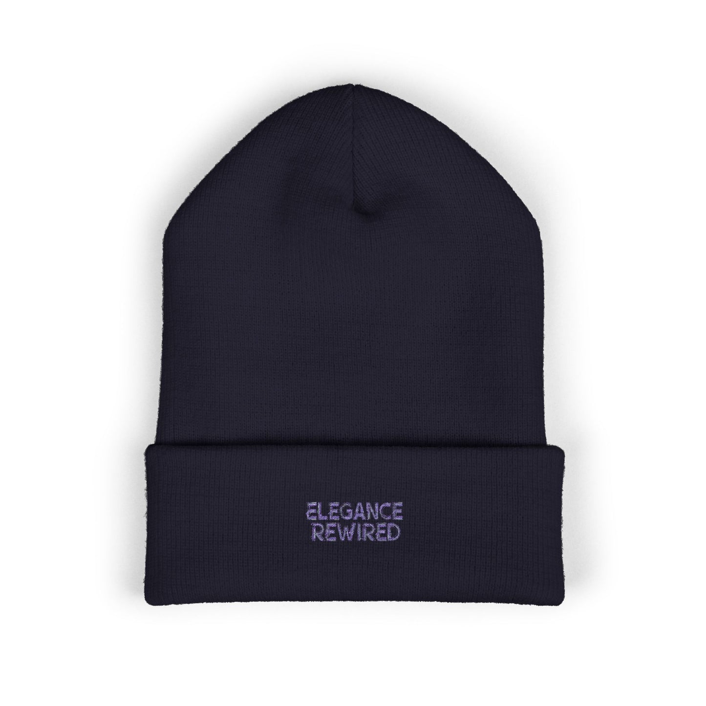 Embroidered 'Elegance Rewired' Cuffed Beanie