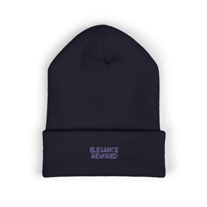 Embroidered 'Elegance Rewired' Cuffed Beanie