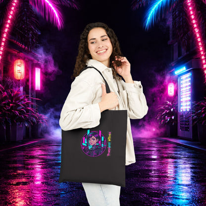 Neon Cyberpunk Girl Tote