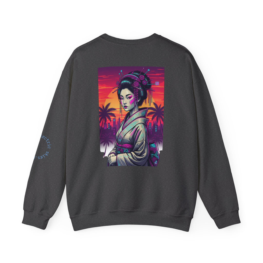 Geisha Sunset Crewneck Sweatshirt — "Elegance Rewired" Graphic Sweatshirt