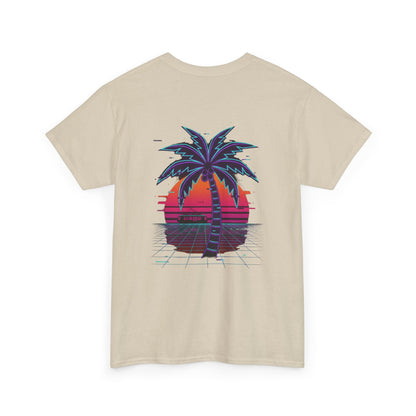 Retro Palm Tree Sunset T-Shirt — Vintage Tropical Beach Tee