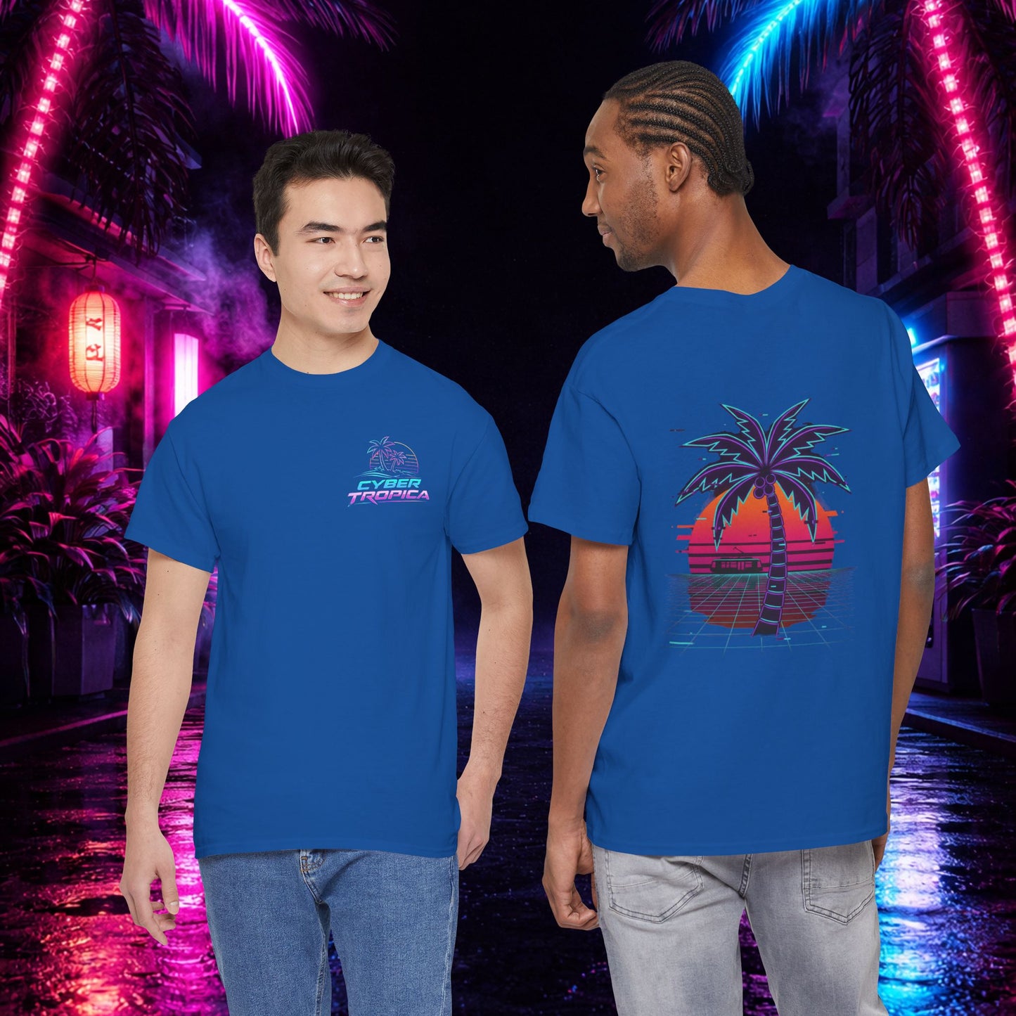 Retro Palm Tree Sunset T-Shirt — Vintage Tropical Beach Tee