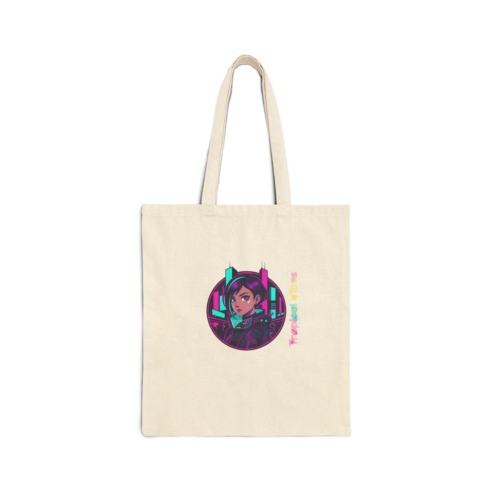 Neon Cyberpunk Girl Tote