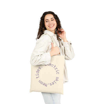 Neon Palm Sunset Canvas Tote ("neon tides. Electric skies.")