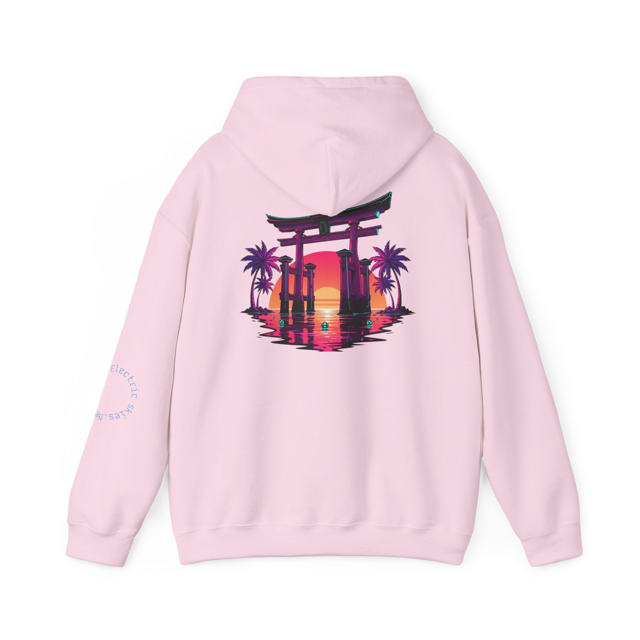 Sunset Torii Hoodie — Japanese Torii Gate Beach Sunset Graphic Hoodie
