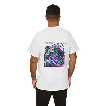 Vaporwave Japanese Surf T-Shirt — "未来の海" Retro Neon Aesthetic