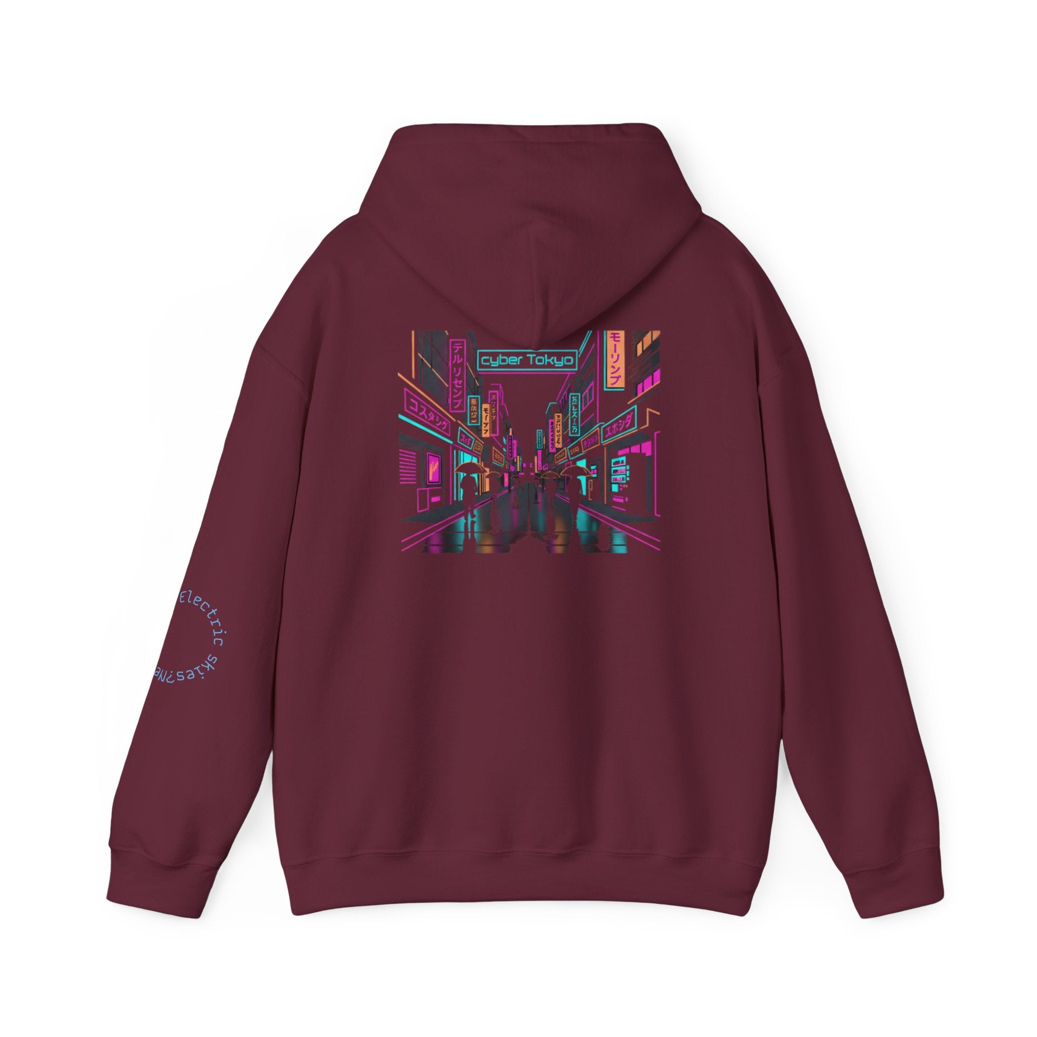 Cyber City Anime Hoodie – Neon Retro Dystopia Streetwear