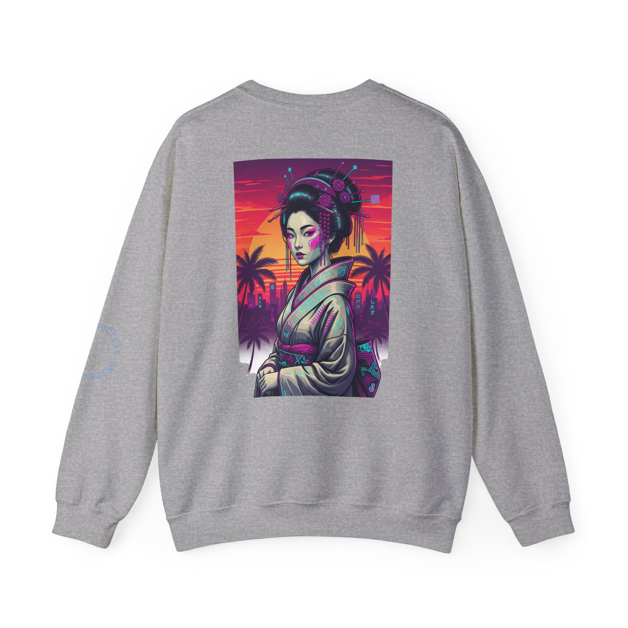 Geisha Sunset Crewneck Sweatshirt — "Elegance Rewired" Graphic Sweatshirt