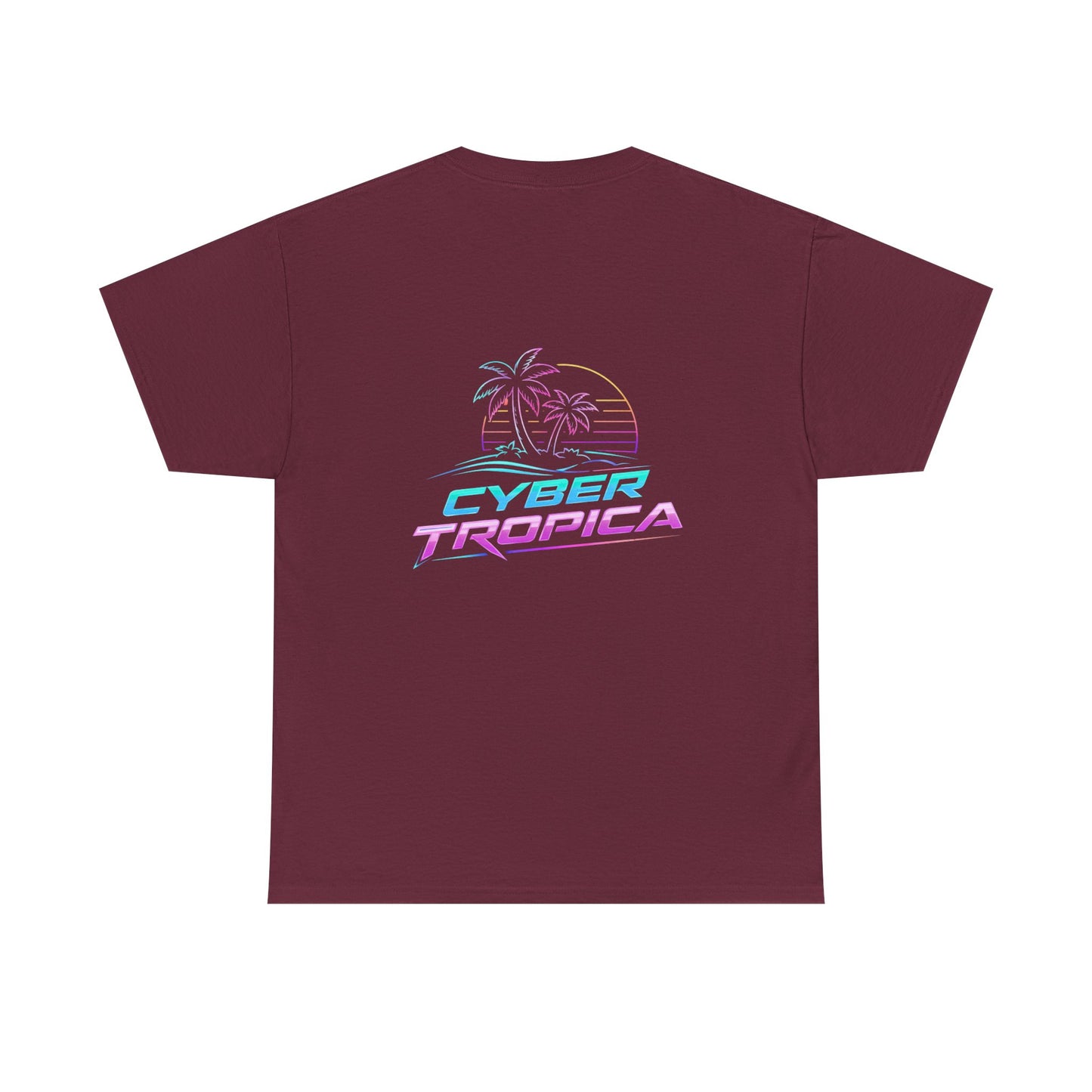 Cyberpunk Tropical Duo Tee — Neon Futuristic Beach Graphic T-Shirt
