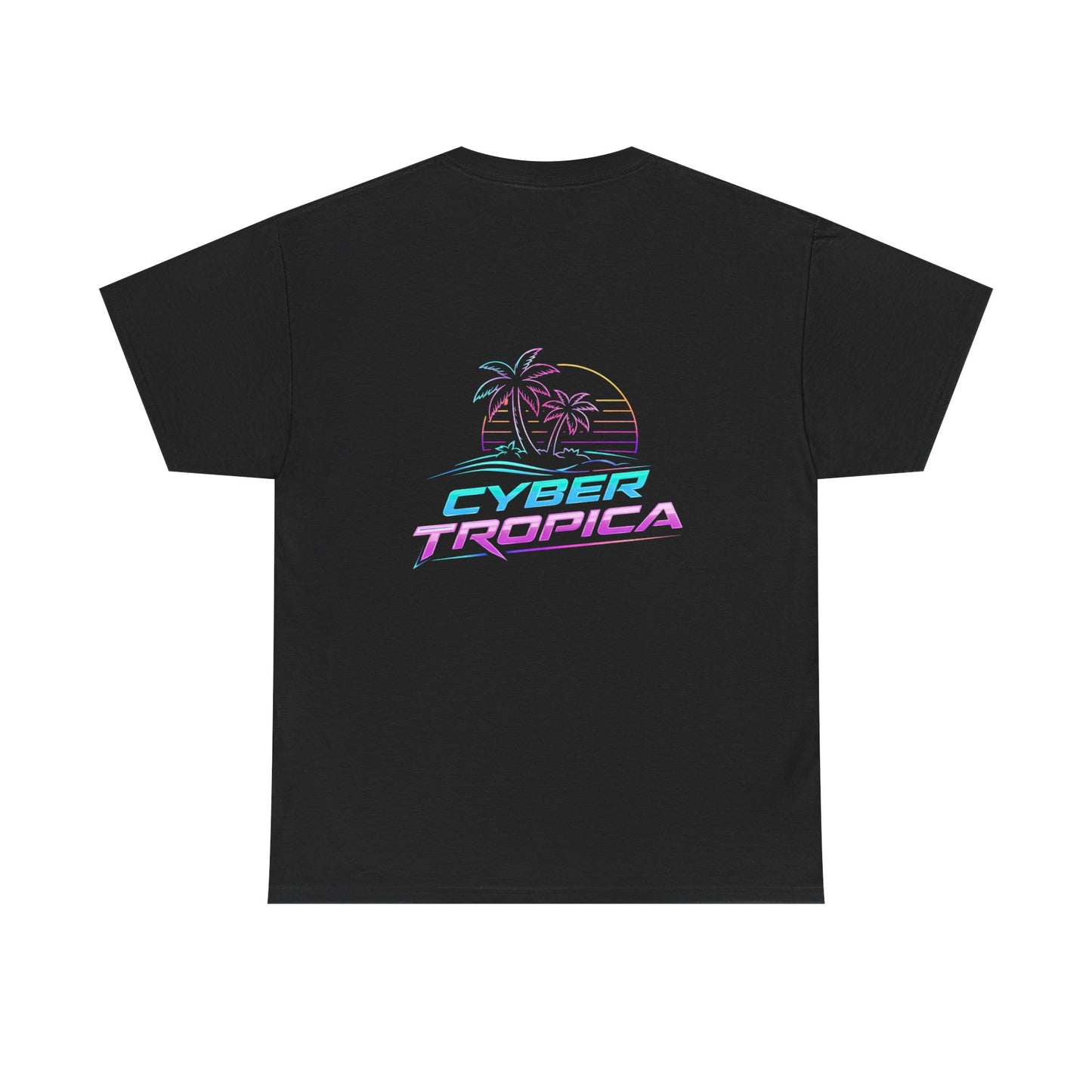 Cyberpunk Tropical Duo Tee — Neon Futuristic Beach Graphic T-Shirt