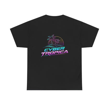 Cyberpunk Tropical Duo Tee — Neon Futuristic Beach Graphic T-Shirt