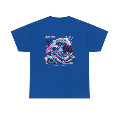 Vaporwave Japanese Surf T-Shirt — "未来の海" Retro Neon Aesthetic