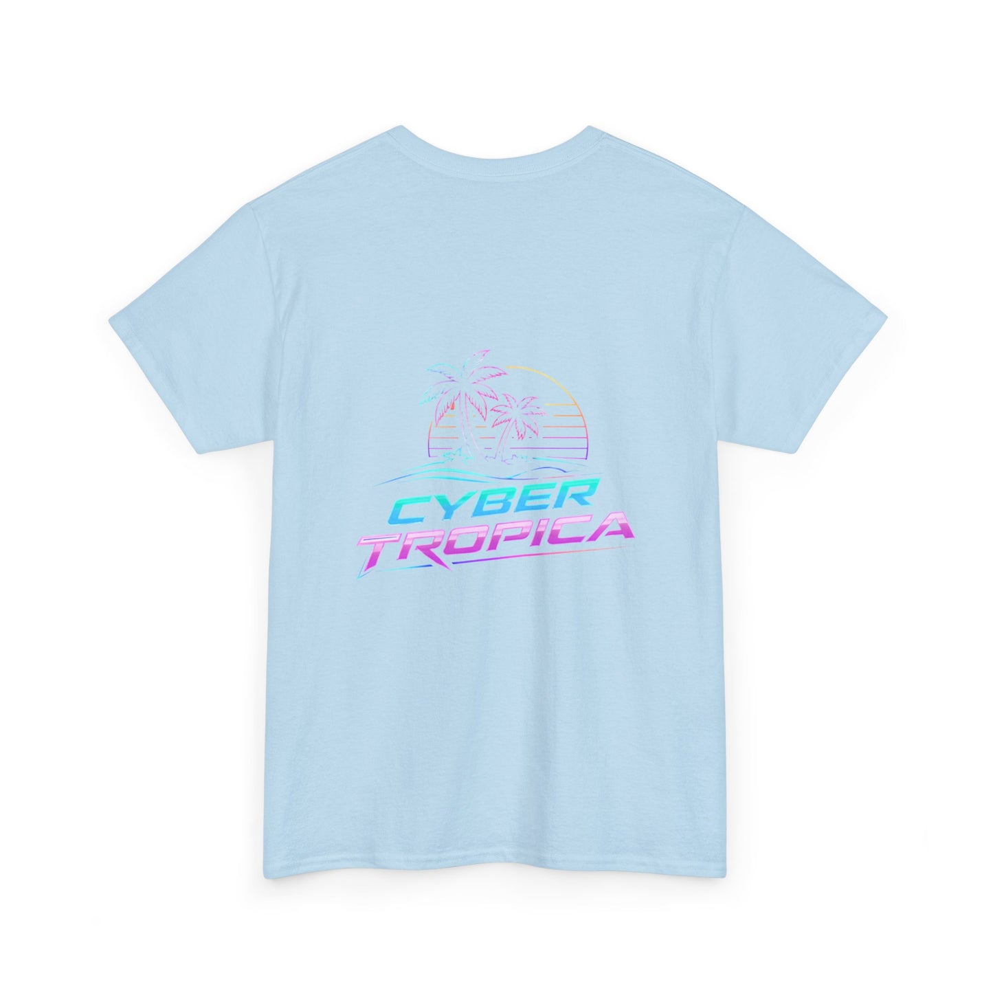 Cyberpunk Tropical Duo Tee — Neon Futuristic Beach Graphic T-Shirt