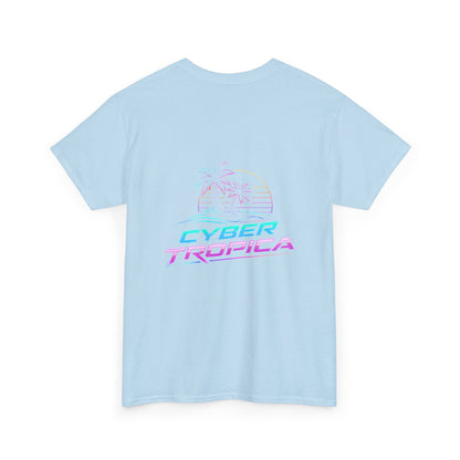 Cyberpunk Tropical Duo Tee — Neon Futuristic Beach Graphic T-Shirt