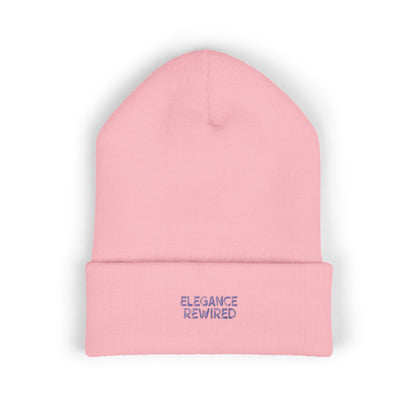 Embroidered 'Elegance Rewired' Cuffed Beanie