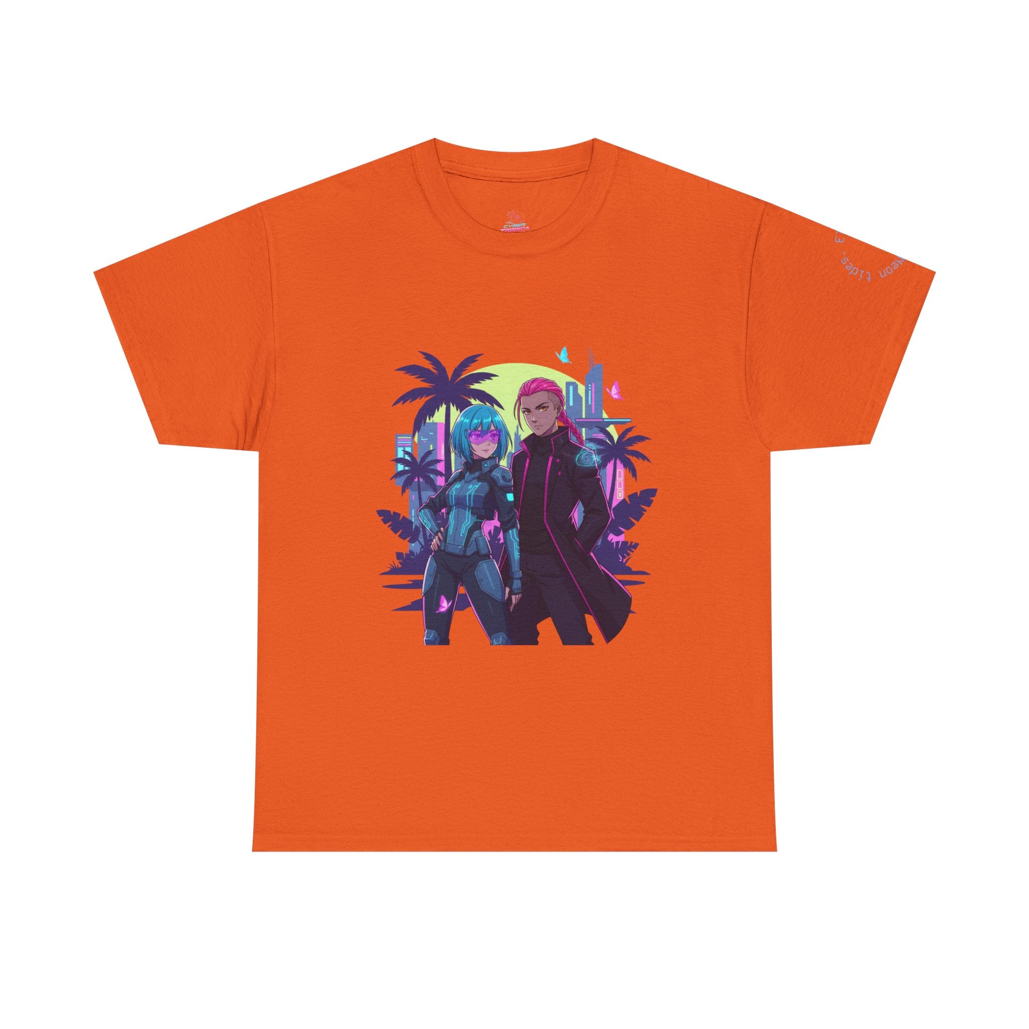 Vaporwave Cyber Duo T-Shirt — 'Tropical Vibes' Retro Futuristic Tee