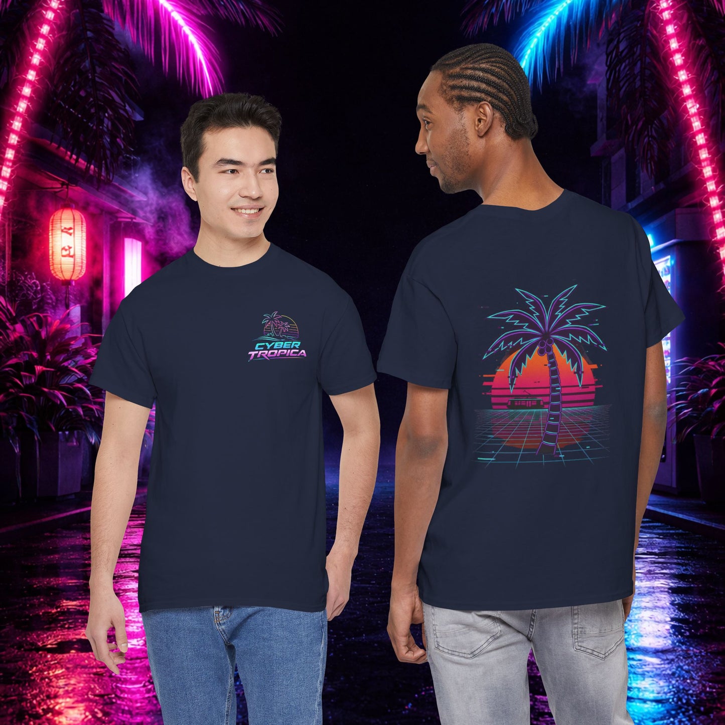Retro Palm Tree Sunset T-Shirt — Vintage Tropical Beach Tee