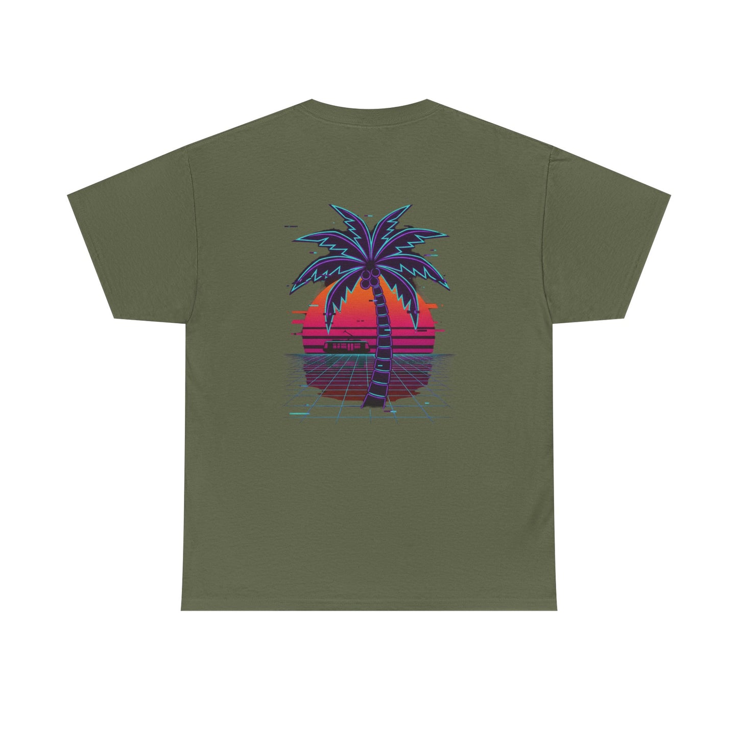 Retro Palm Tree Sunset T-Shirt — Vintage Tropical Beach Tee