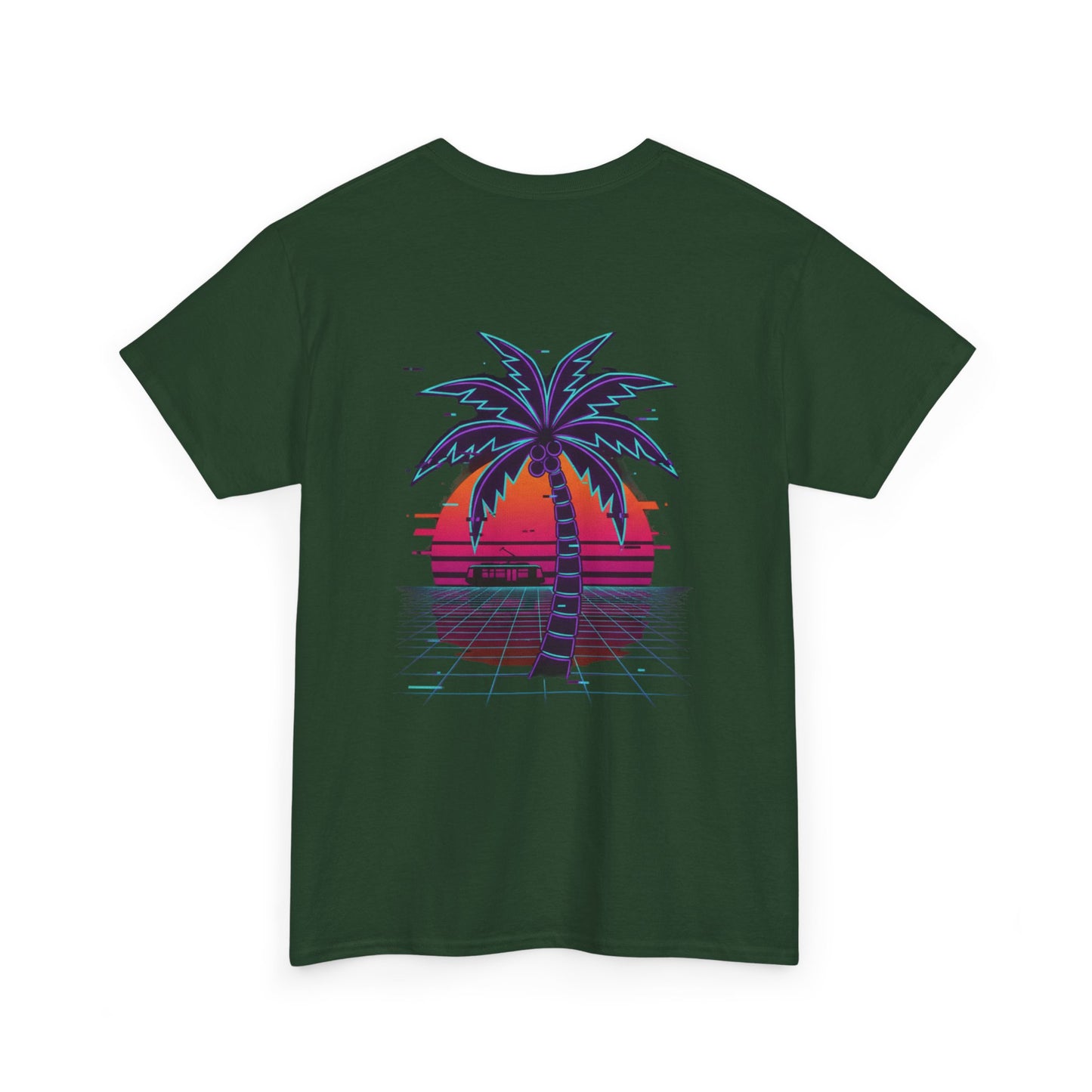 Retro Palm Tree Sunset T-Shirt — Vintage Tropical Beach Tee