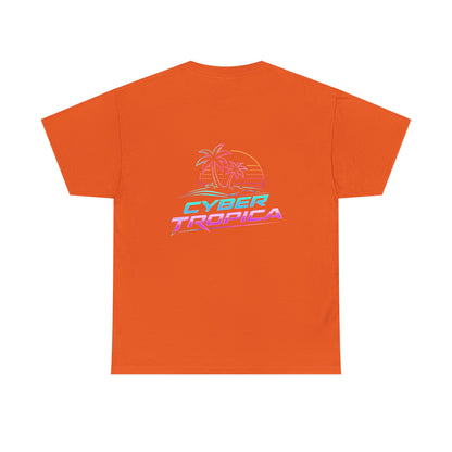 Cyberpunk Tropical Duo Tee — Neon Futuristic Beach Graphic T-Shirt