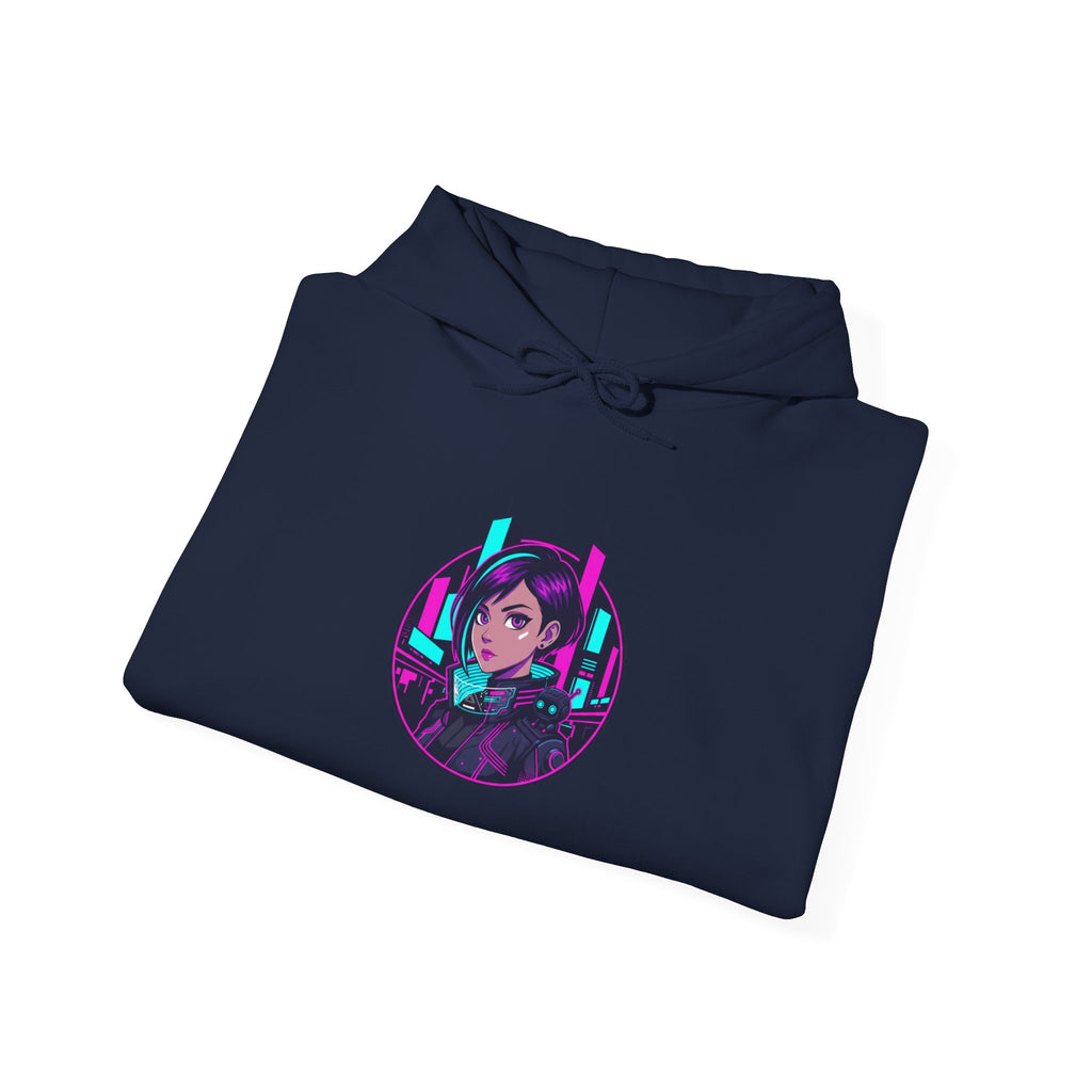 Cyber City Anime Hoodie – Neon Retro Dystopia Streetwear