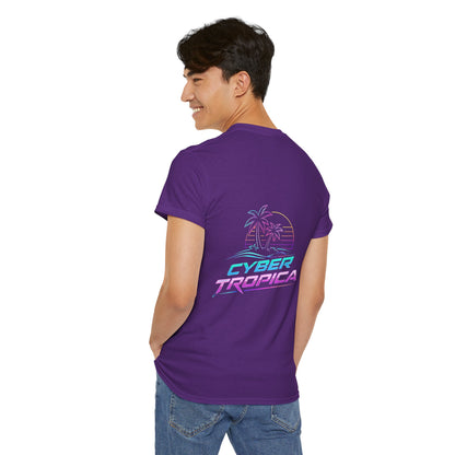 Cyberpunk Tropical Duo Tee — Neon Futuristic Beach Graphic T-Shirt