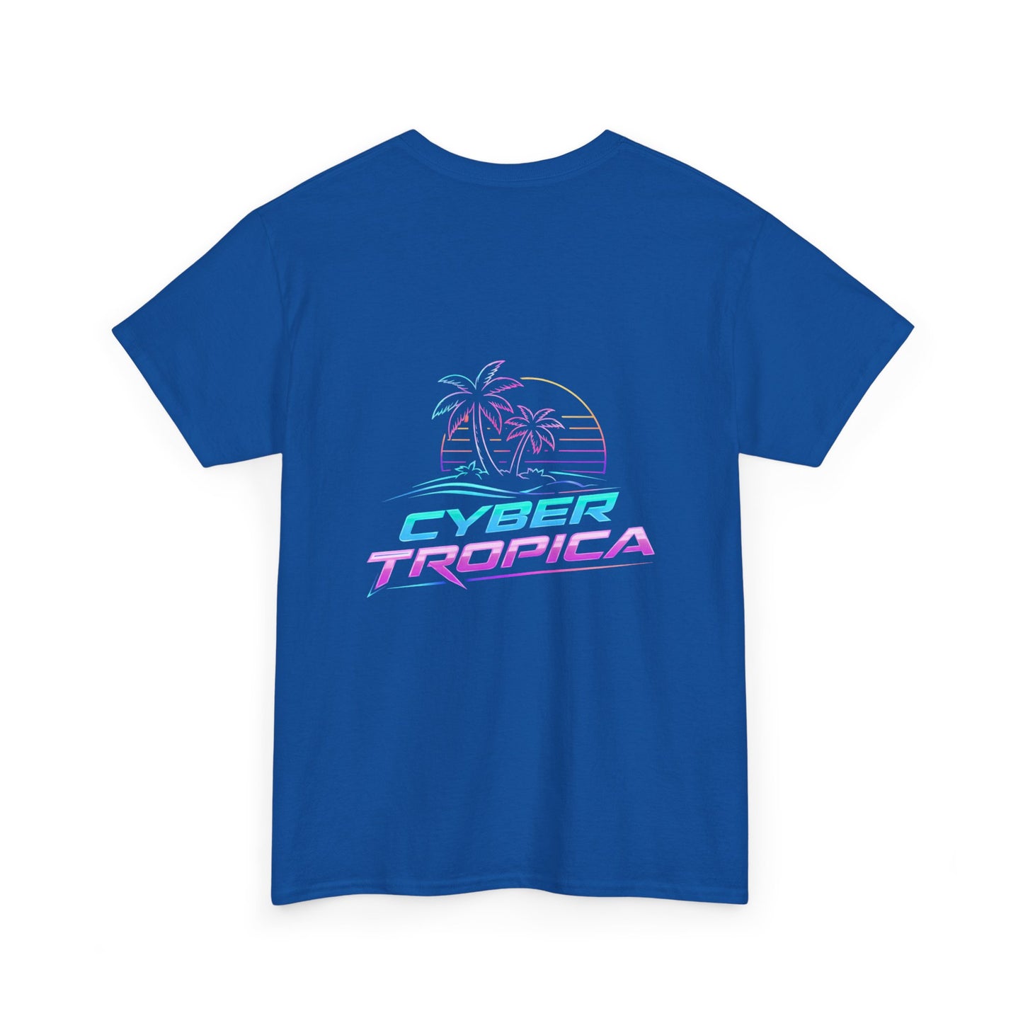 Cyberpunk Tropical Duo Tee — Neon Futuristic Beach Graphic T-Shirt