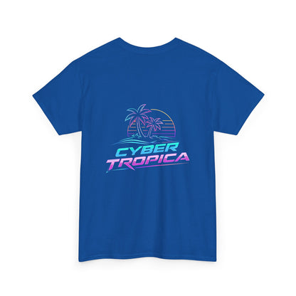 Cyberpunk Tropical Duo Tee — Neon Futuristic Beach Graphic T-Shirt