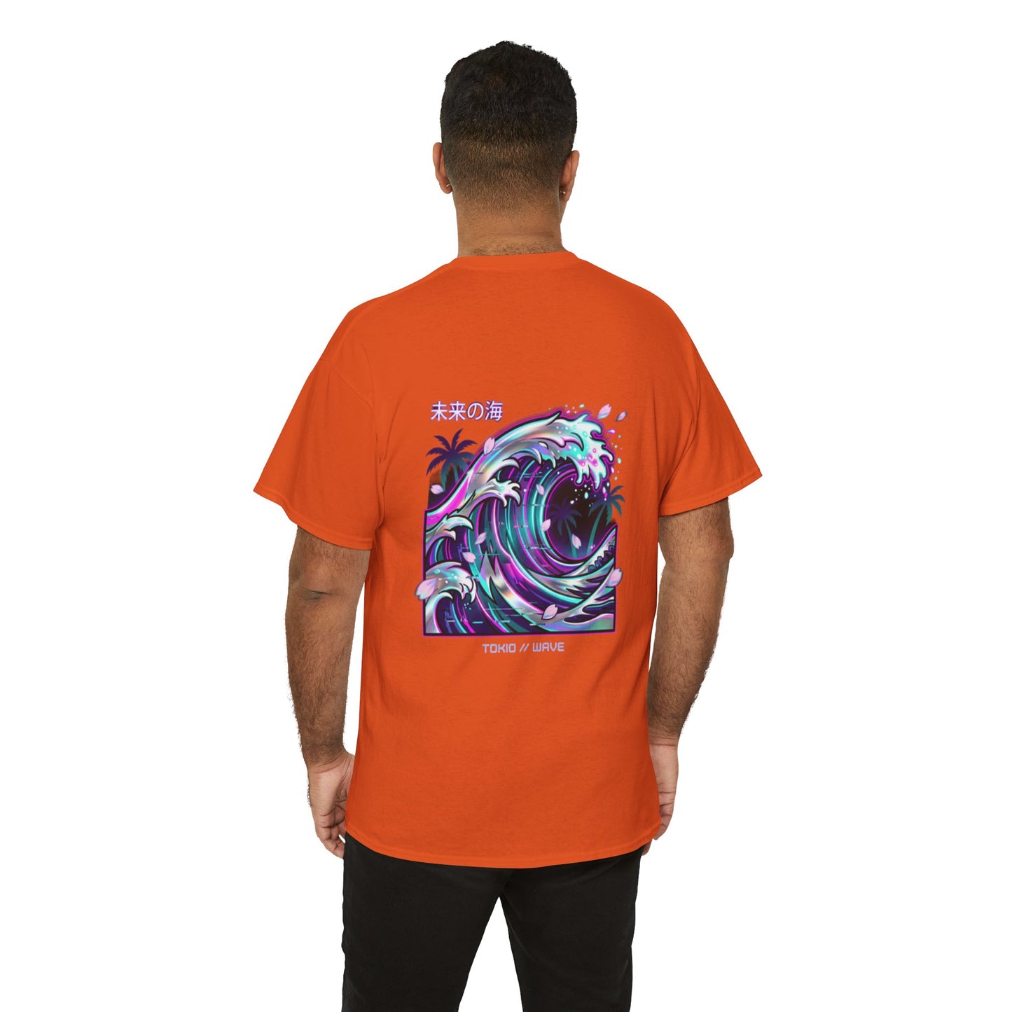 Vaporwave Japanese Surf T-Shirt — "未来の海" Retro Neon Aesthetic