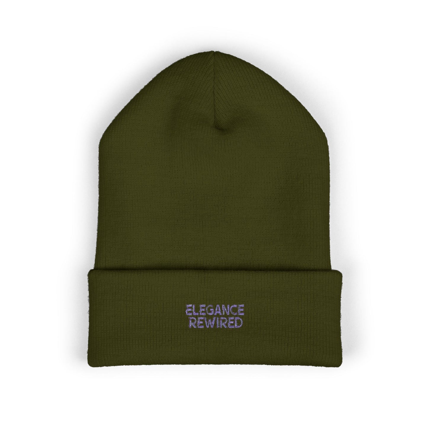Embroidered 'Elegance Rewired' Cuffed Beanie