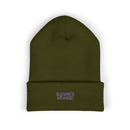 Embroidered 'Elegance Rewired' Cuffed Beanie